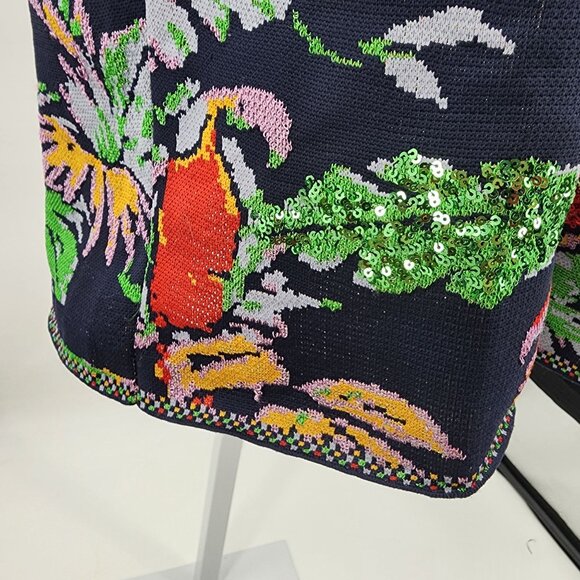 Zara Women’s Small Parrot Sequin Sweater Dress Tropical Multicolor Print - Picture 5 of 8